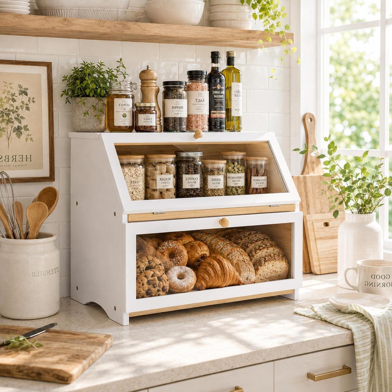 HOMEKOKO Double Layer Bread Bo - огляд і ціна Kitchen Gadgets Storage