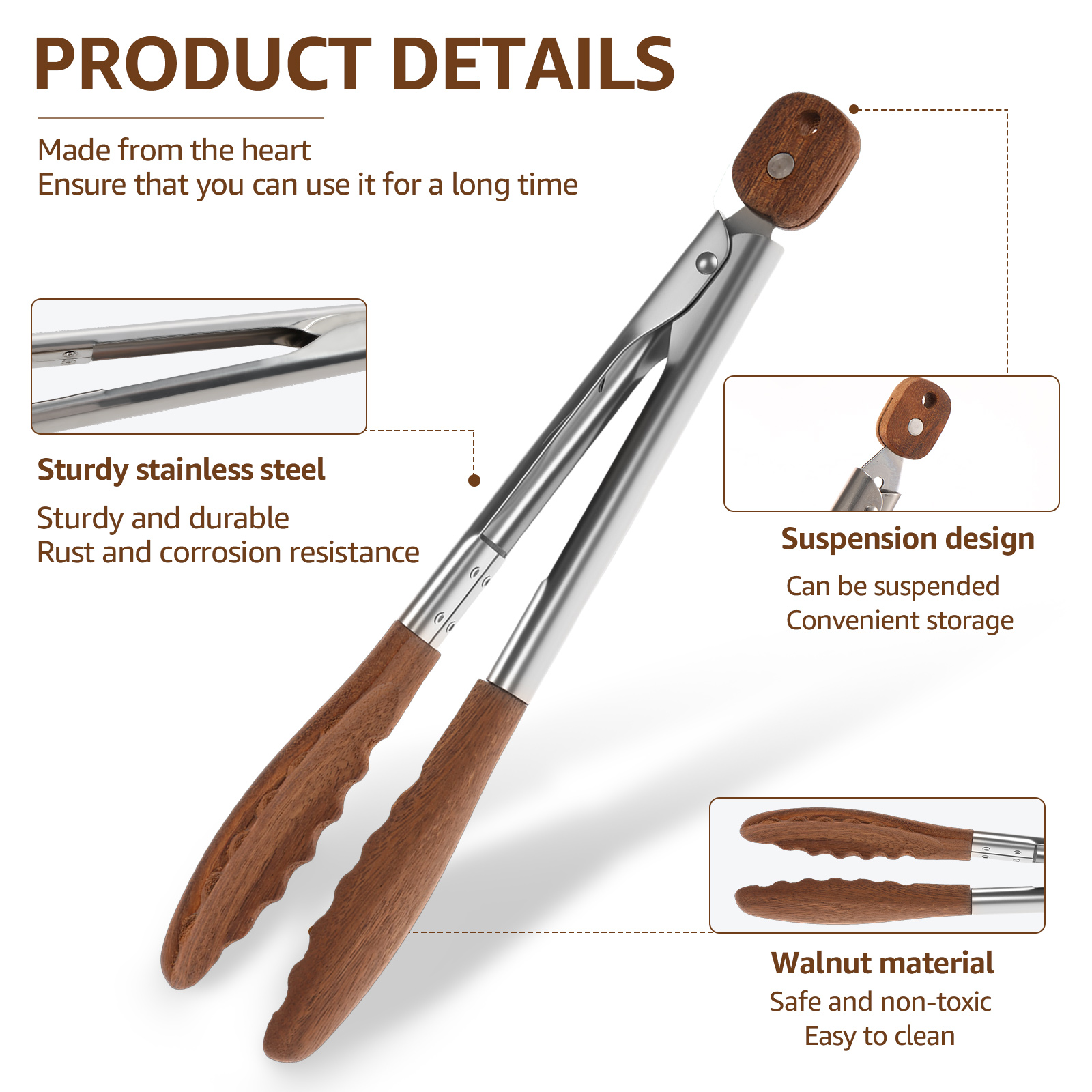 2/3 Pcs Food Tongs Walnut Wood - огляд і ціна Kitchen Gadgets That Make Life Easier